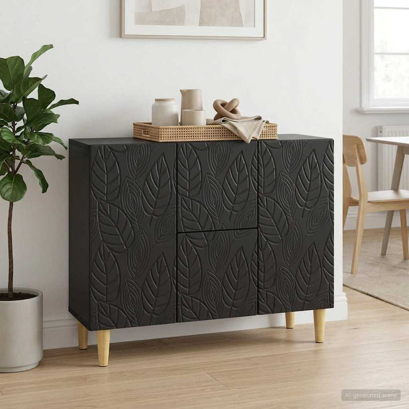 Bufet Negru 89 x 34,5 x 60 cm Lemn prelucrat
