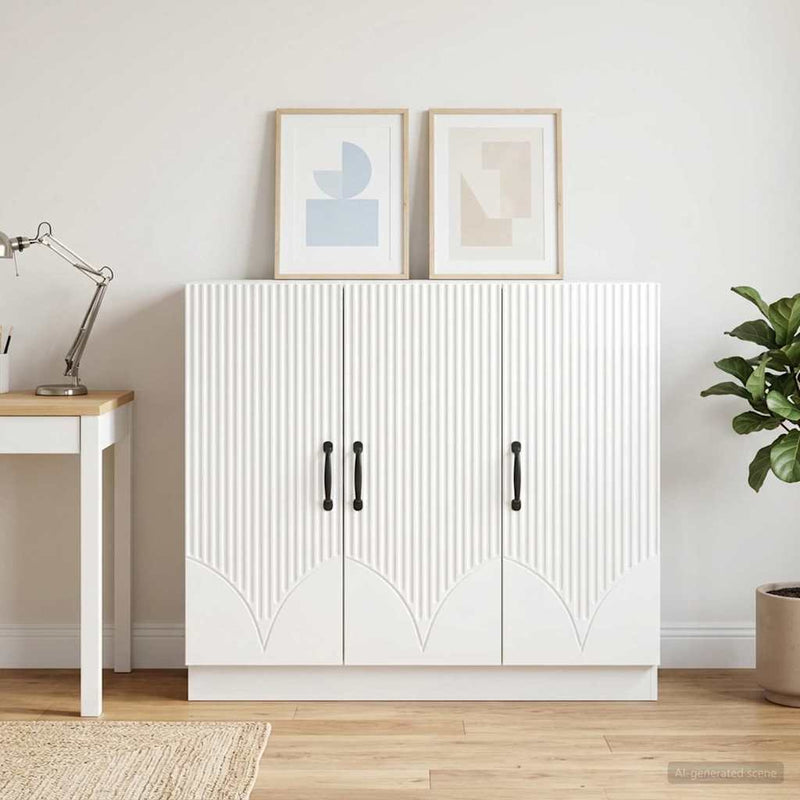 Bufet Alb foarte lucios 89 x 34,5 x 77 cm Lemn prelucrat