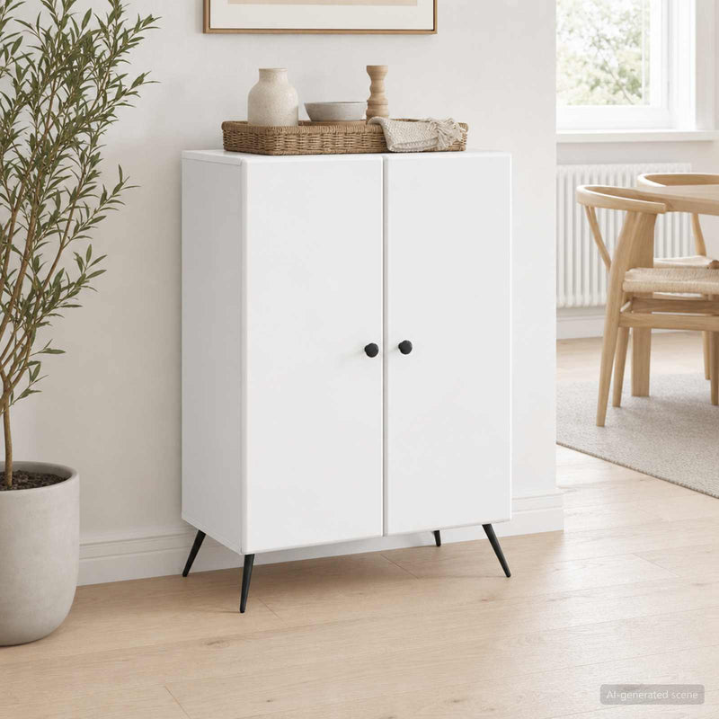 Bufet Alb foarte lucios 66 x 34,5 x 90 cm Lemn prelucrat