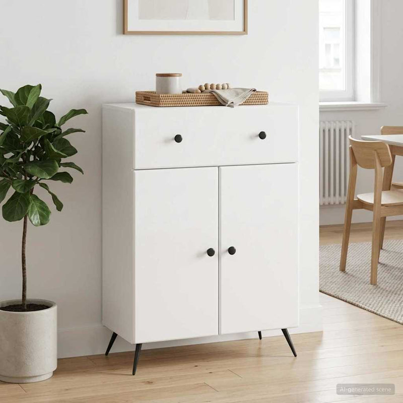 Bufet Alb foarte lucios 66 x 34,5 x 90 cm Lemn prelucrat
