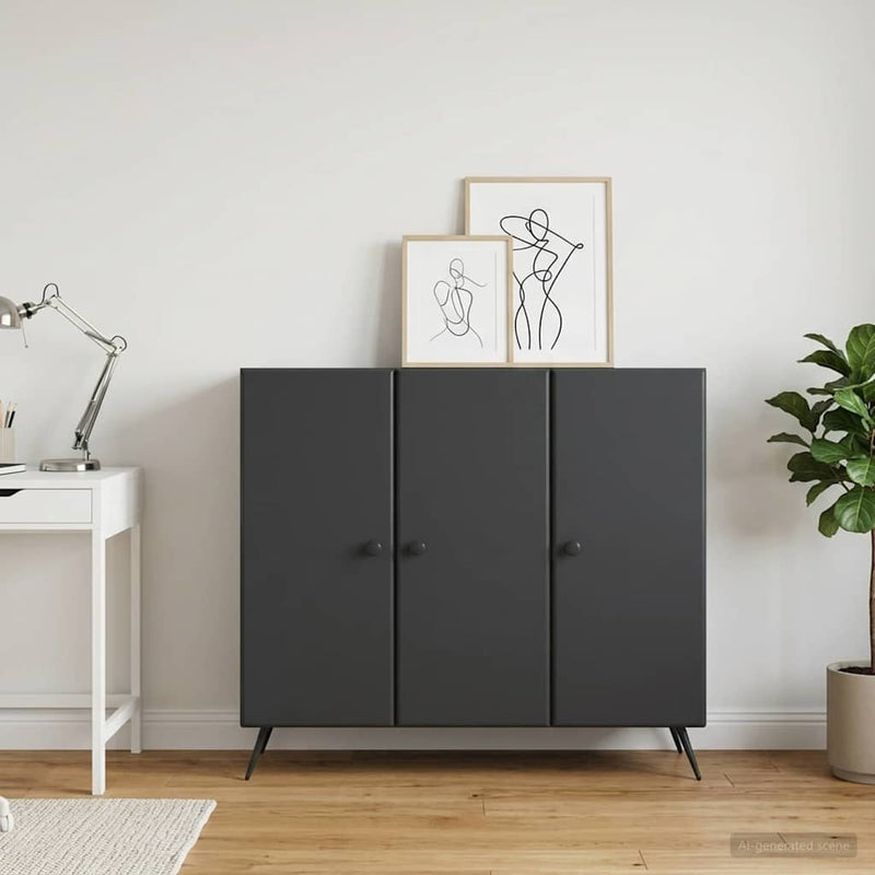 Bufet Negru 89 x 34,5 x 80 cm Lemn prelucrat