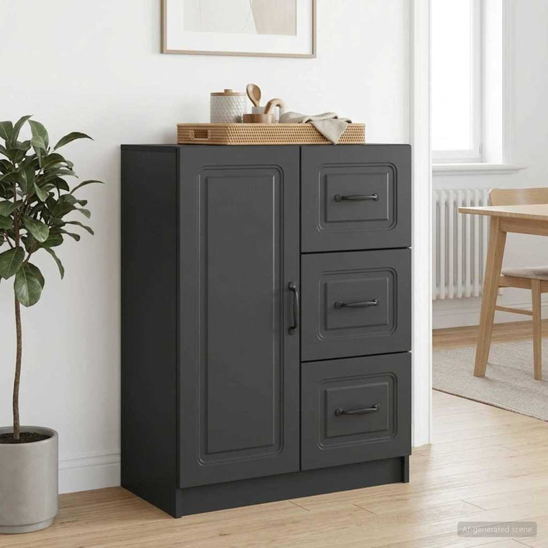 Bufet cu sertar Negru 66 x 34,5 x 87 cm Lemn prelucrat