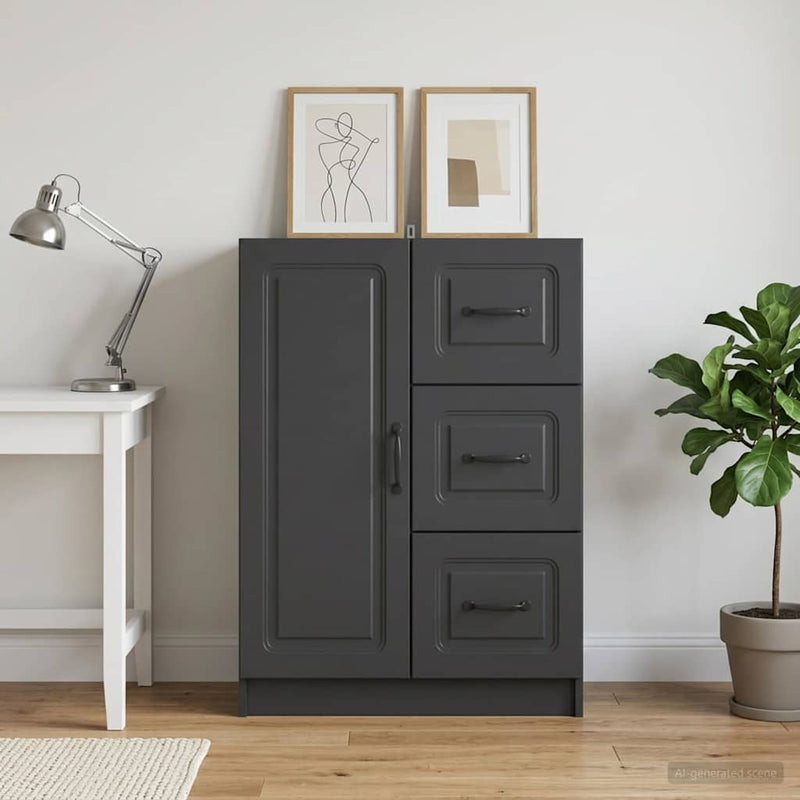 Bufet cu sertar Negru 66 x 34,5 x 87 cm Lemn prelucrat