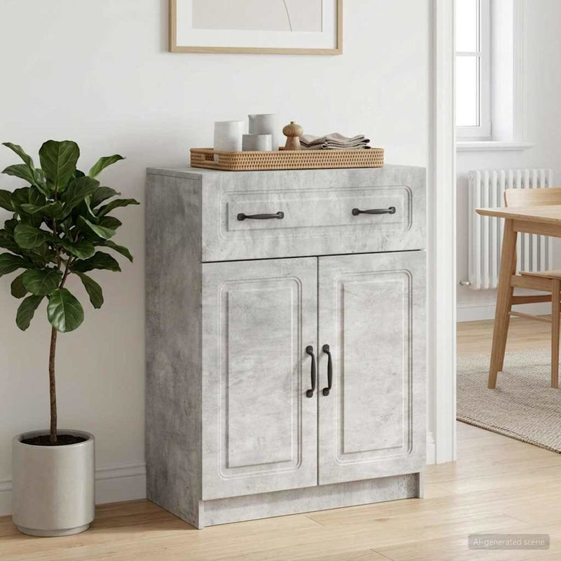 Bufet cu sertar Gri Beton 66 x 34,5 x 87 cm Lemn prelucrat