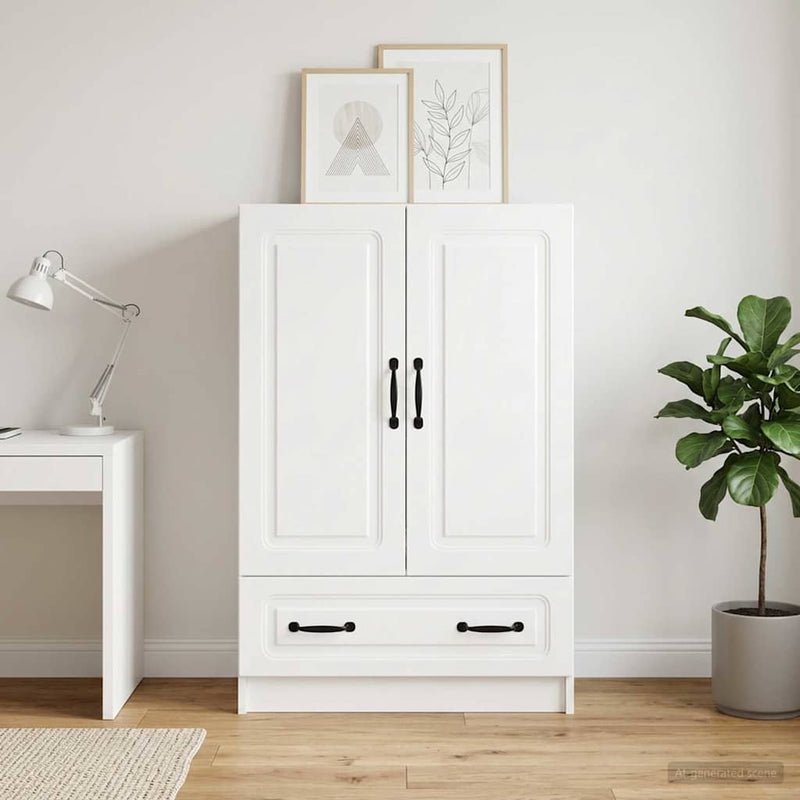 Bufet Alb foarte lucios 66 x 34,5 x 92 cm Lemn prelucrat