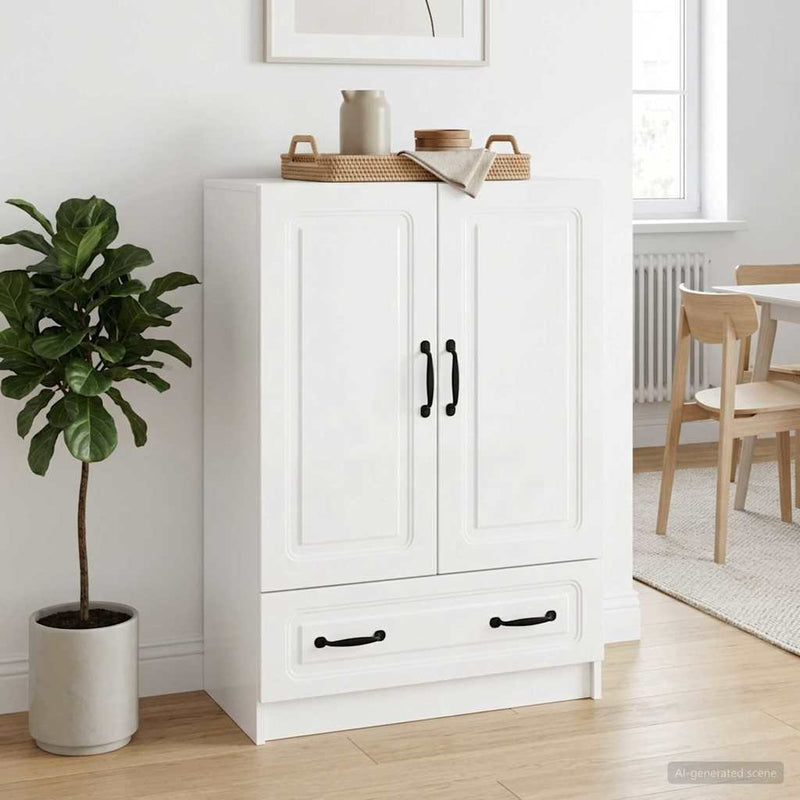 Bufet Alb foarte lucios 66 x 34,5 x 92 cm Lemn prelucrat