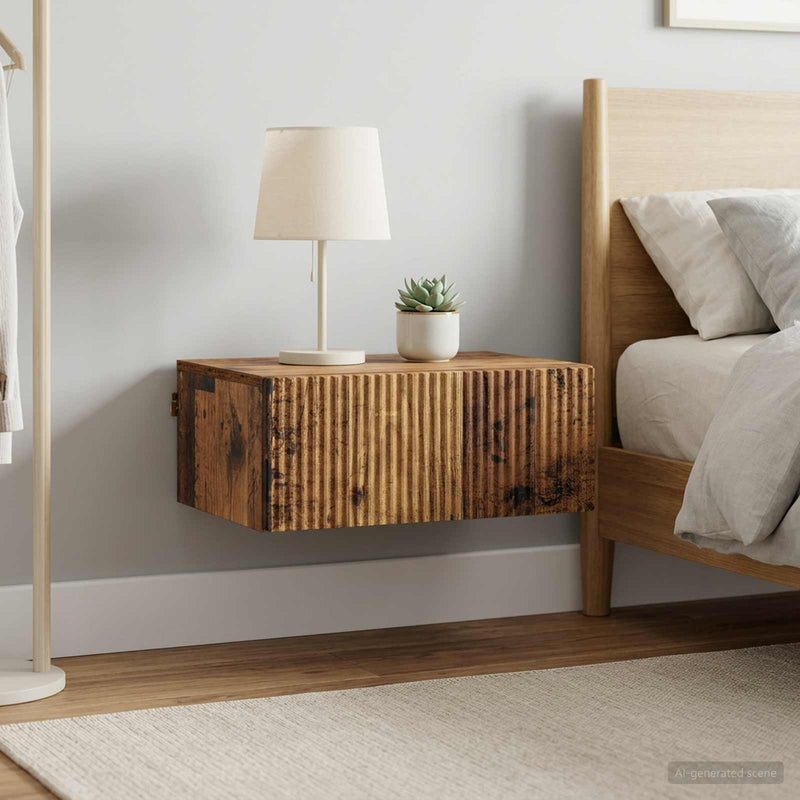 Dulap de noapte suspendat 2 buc. Lemn vechi 49 x 34,5 x 20 cm