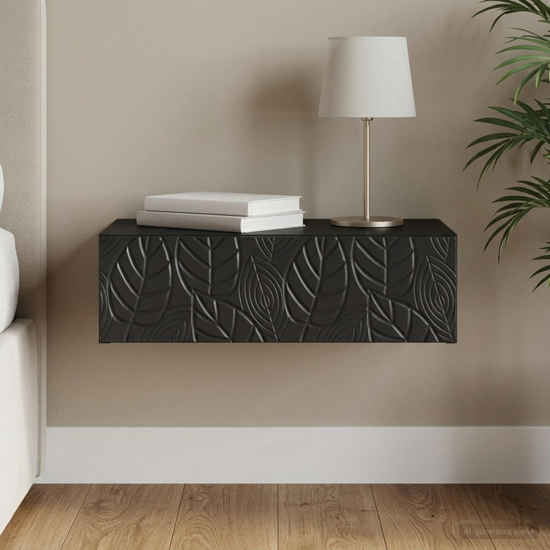 Masă laterală montată pe perete 59 x 34,5 x 17 cm Negru