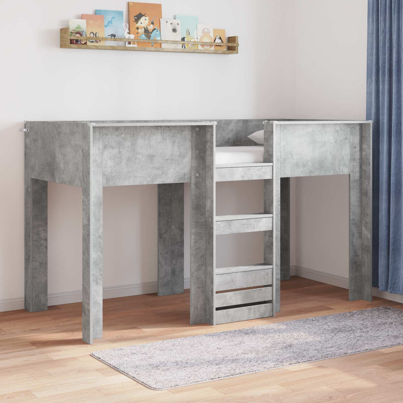 Pat Etajat pentru Copii Gri din beton 75 x 190 cm