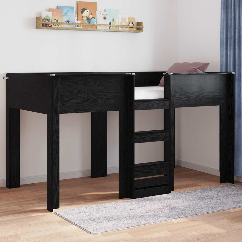 Pat Etajat pentru Copii Stejar Negru 90 x 190 cm Lemn prelucrat
