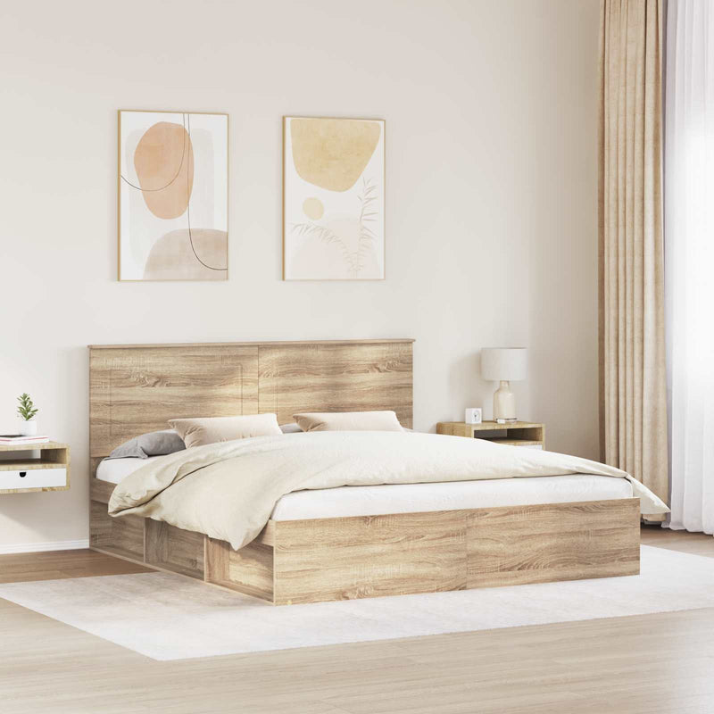 Cadru de pat cu headboard Sonoma 200 x 200 cm Lemn de pin masiv