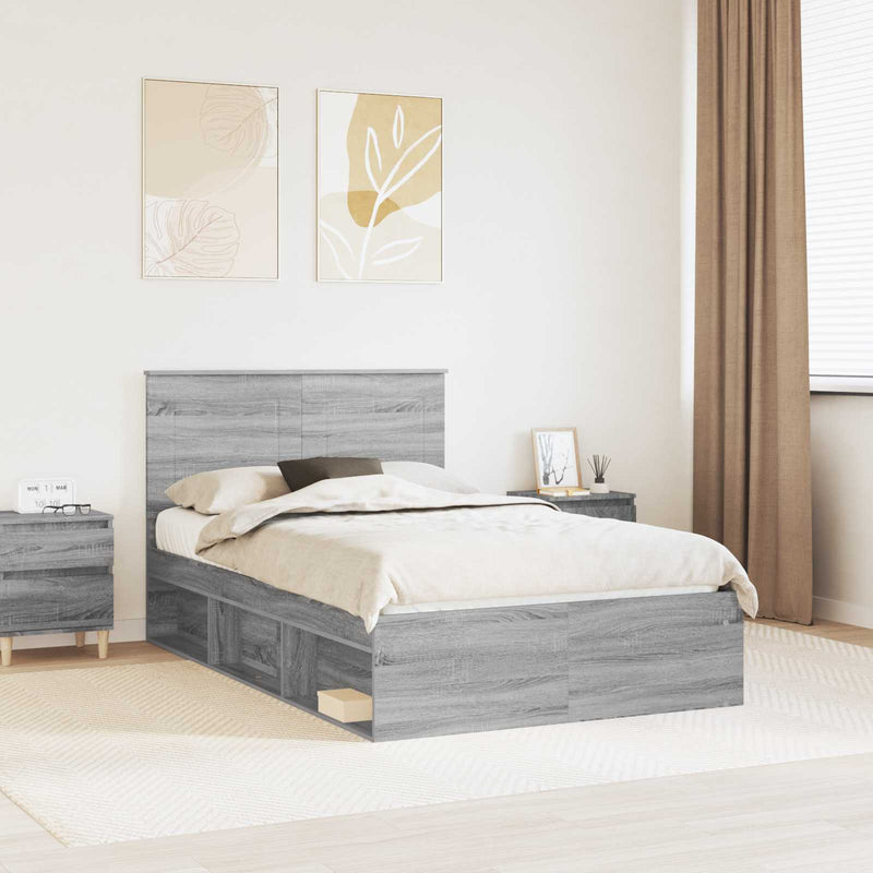 Cadru de pat Simplu Gri Sonoma 120 x 190 cm Lemn de pin masiv