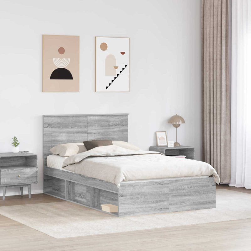 Cadru de pat Simplu Gri Sonoma 120 x 190 cm Lemn de pin masiv
