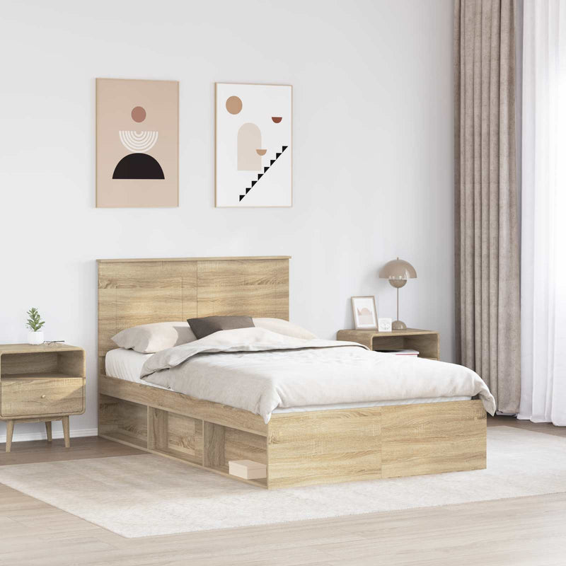 Cadru de pat cu headboard Sonoma 120 x 200 cm Lemn de pin masiv