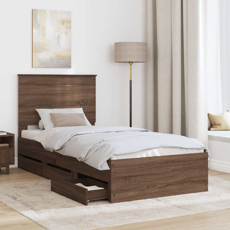Cadru de pat Stejar închis 75 x 190 cm Lemn Ingineresc