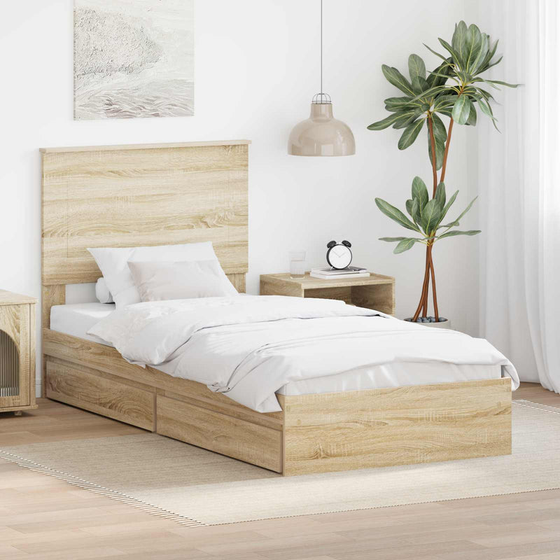 Pat cu storage Stejar Sonoma 100 x 200 cm Lemn prelucrat