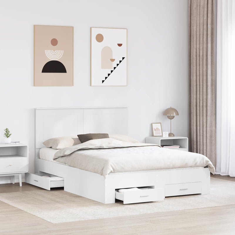 Cadru de pat cu sertar Alb 140 x 190 cm Lemn prelucrat
