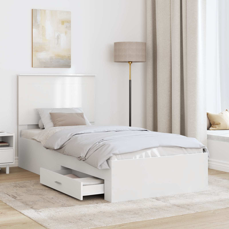 Cadru de pat cu sertar Alb 90 x 190 cm Lemn prelucrat