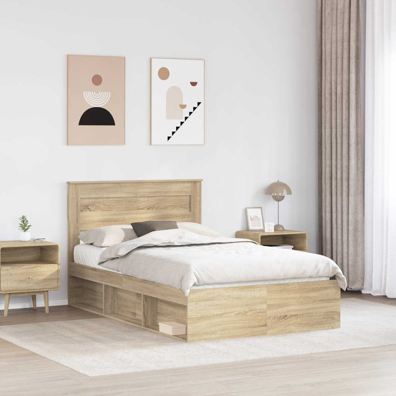 Cadru de pat cu headboard Sonoma 120 x 190 cm Lemn de pin masiv