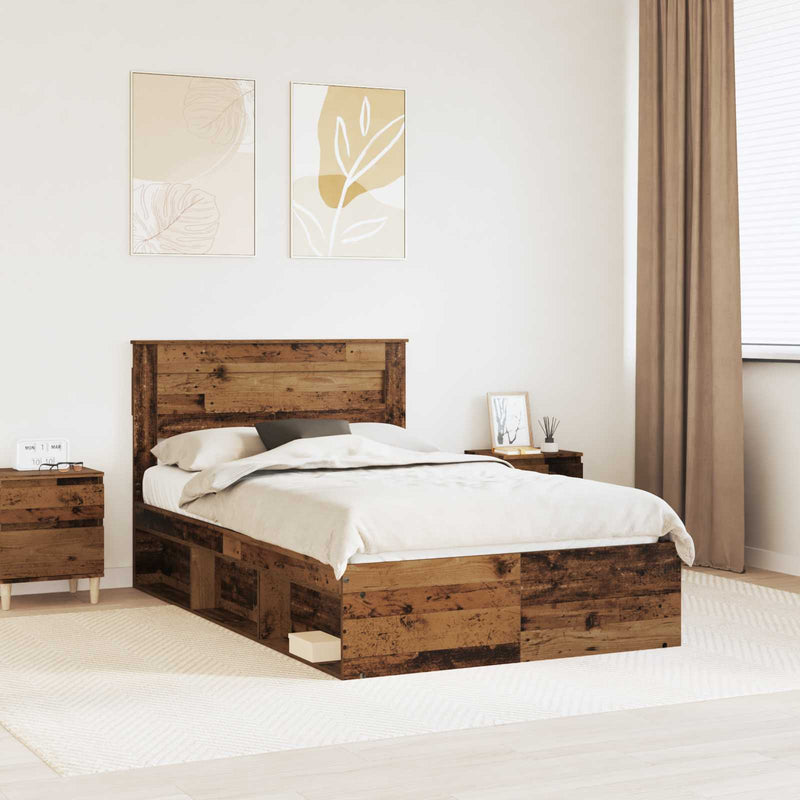 Cadru de pat Lemn vechi 120 x 190 cm Lemn de pin masiv
