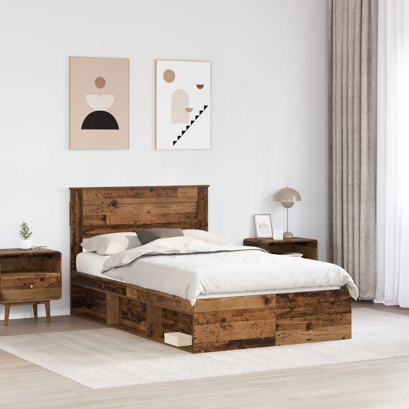Cadru de pat Lemn vechi 120 x 190 cm Lemn de pin masiv