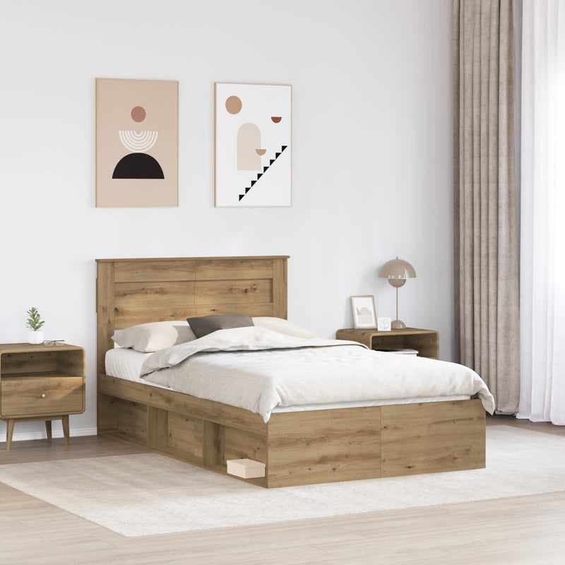 Cadru de pat Stejar artizanal 120 x 190 cm Lemn de pin masiv