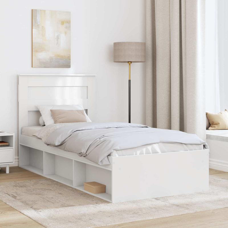 Cadru de pat cu headboard Alb 100 x 200 cm Lemn de pin masiv