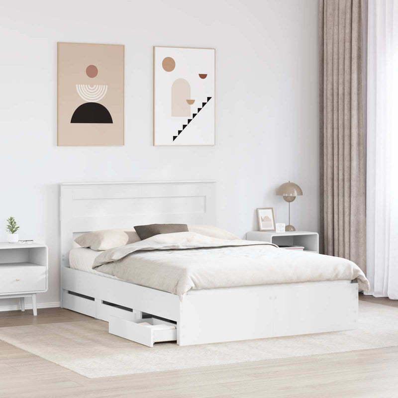 Cadru de pat cu sertar Alb 160 x 200 cm Lemn Ingineresc