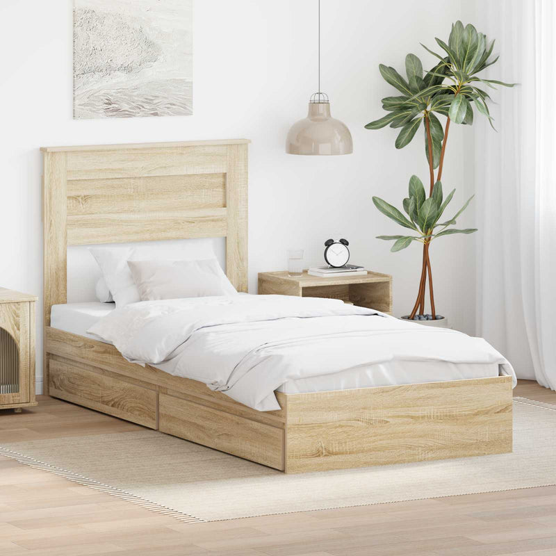 Pat cu storage Stejar Sonoma 100 x 200 cm Lemn prelucrat