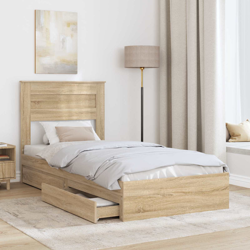 Pat cu storage Stejar Sonoma 100 x 200 cm Lemn prelucrat