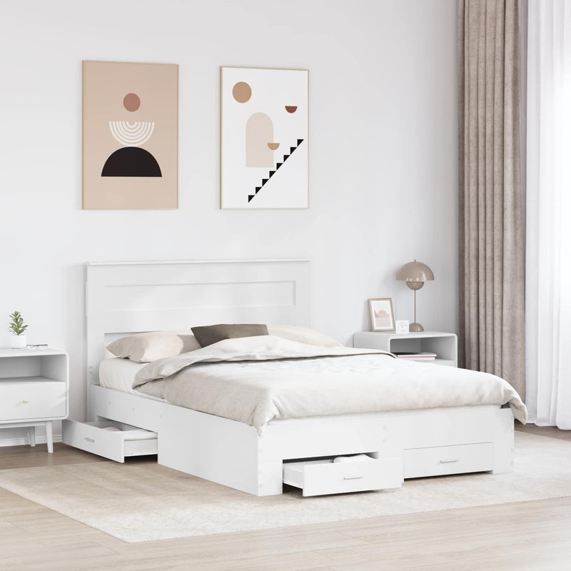 Cadru de pat cu sertar Alb 160 x 200 cm Lemn prelucrat
