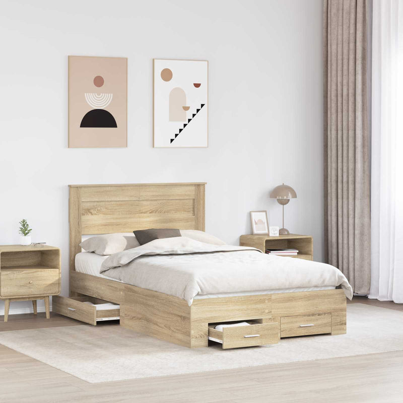 Cadru de pat Stejar Sonoma 120 x 200 cm Lemn prelucrat