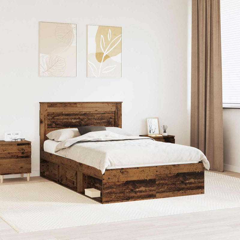 Cadru de pat Lemn vechi 135 x 190 cm Lemn de pin masiv