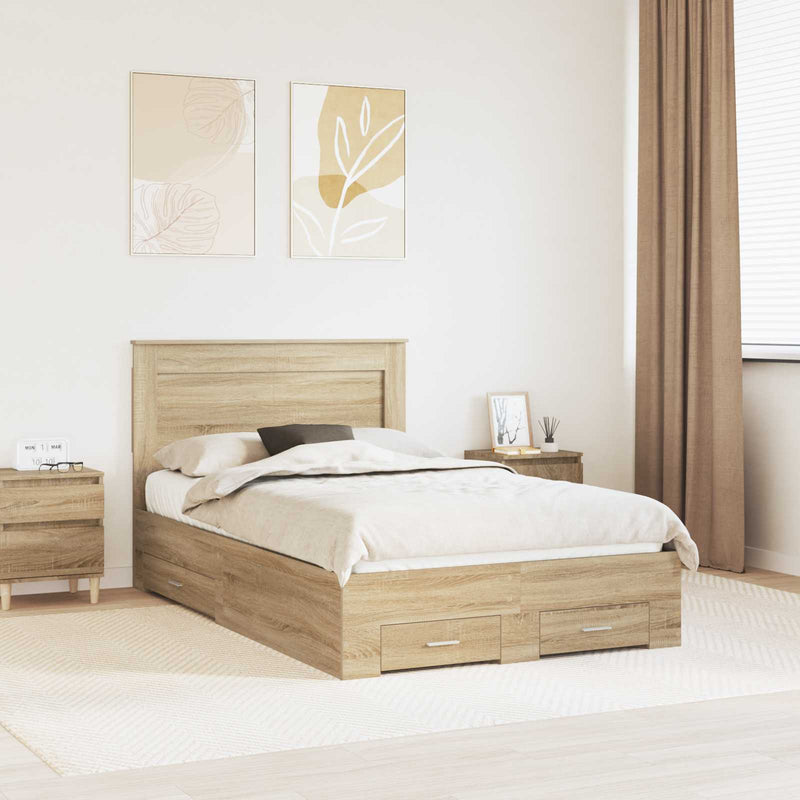 Cadru de pat Stejar Sonoma 120 x 200 cm Lemn prelucrat