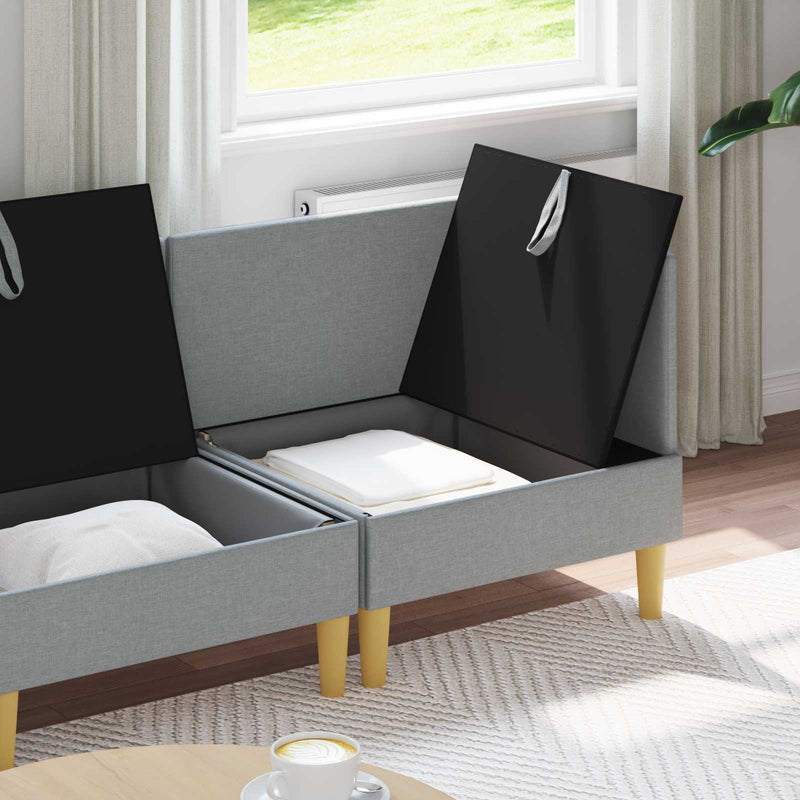 Set de canapea modulară cu spațiu de stocare 3 buc. Gri deschis