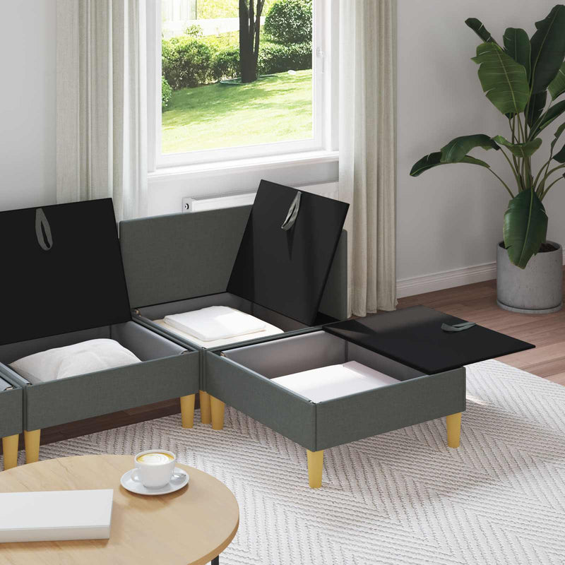 Set de canapea modulară cu spațiu de stocare 4 buc. Gri închis