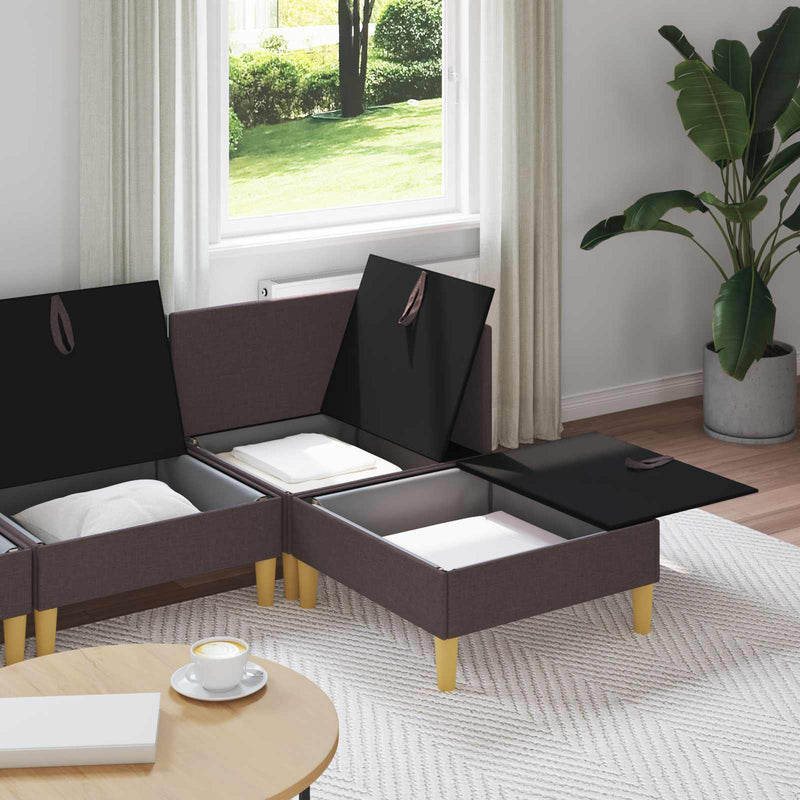 Set de canapea modulară cu spațiu de stocare 4 buc. Maro închis