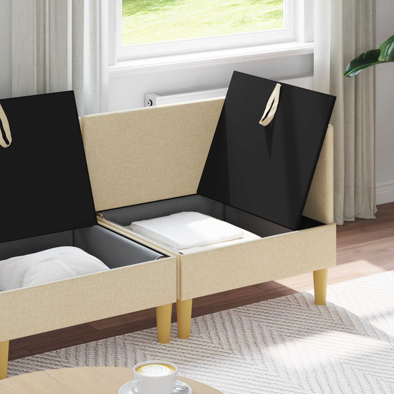 Set de canapea modulară cu spațiu de stocare 4 buc. Crem