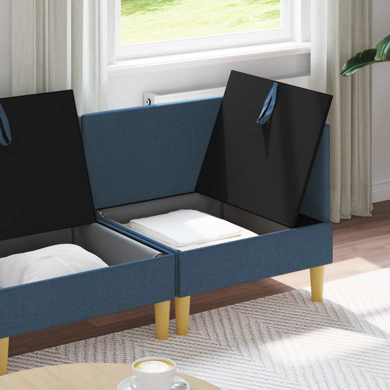Set de canapea modulară cu spațiu de stocare 4 buc. albastru