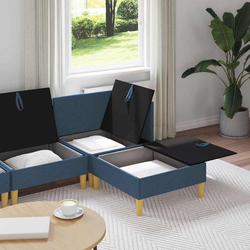 Set de canapea modulară cu spațiu de stocare 4 buc. albastru