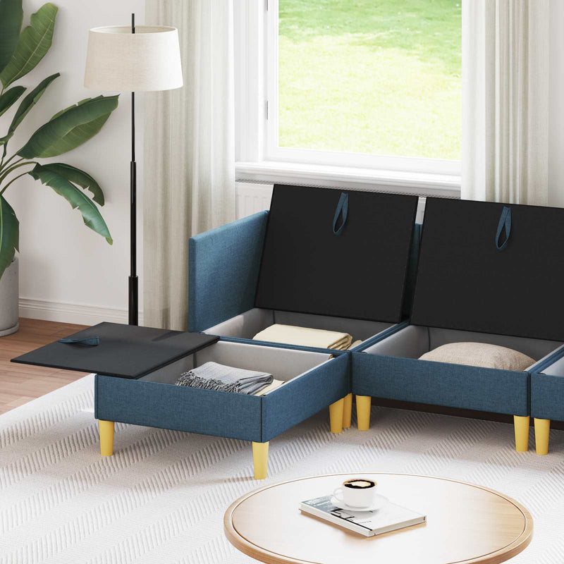 Set de canapea modulară cu spațiu de stocare 6 buc. albastru