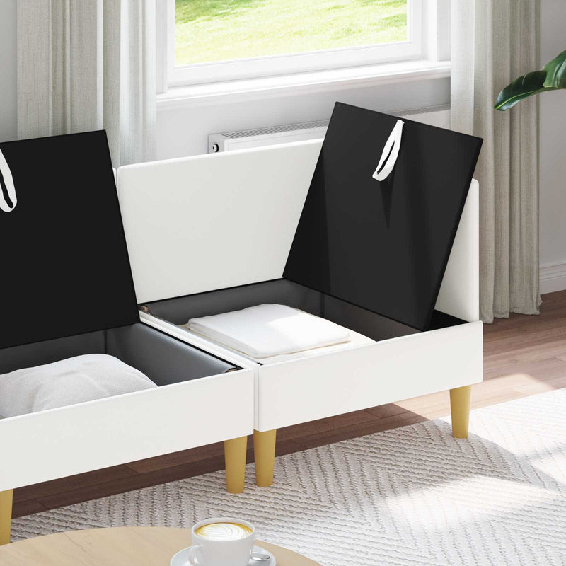 Set de canapea modulară cu spațiu de stocare 4 buc. Alb
