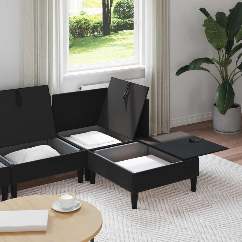 Set de mobilier pentru living 4 buc. Negru Catifea