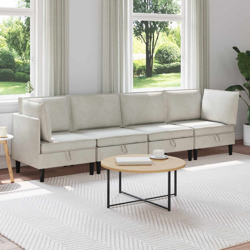 Set de mobilier pentru living 4 buc. Crem Catifea