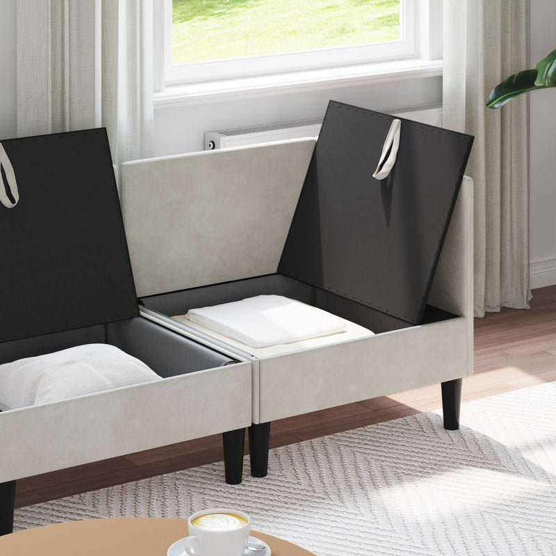 Set de mobilier pentru living 4 buc. Crem Catifea