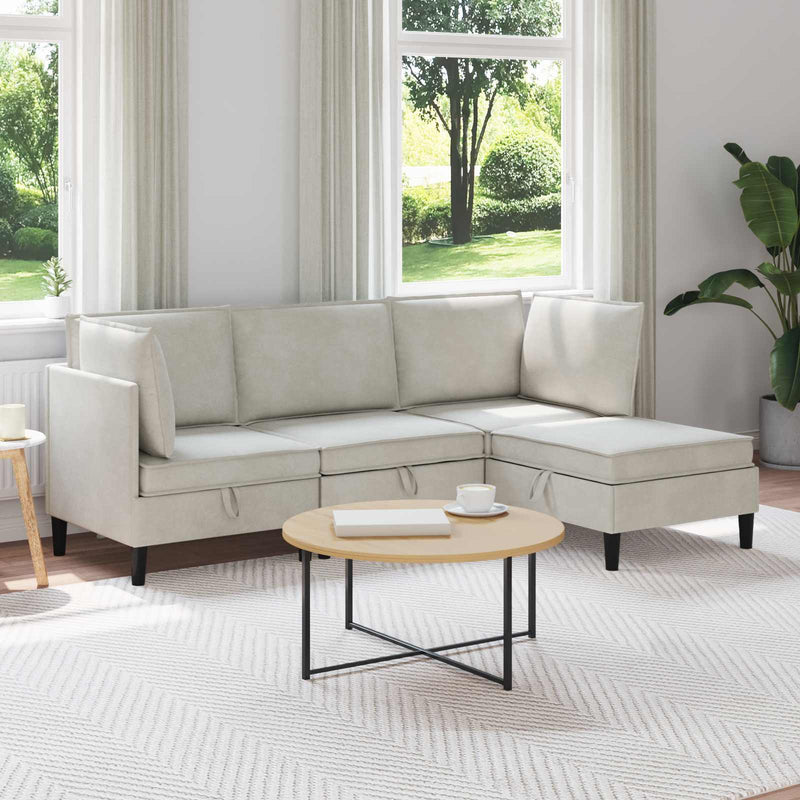 Set de mobilier pentru living 4 buc. Crem Catifea