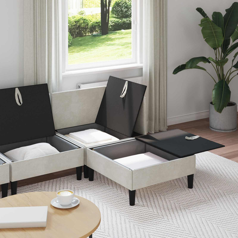 Set de mobilier pentru living 4 buc. Crem Catifea