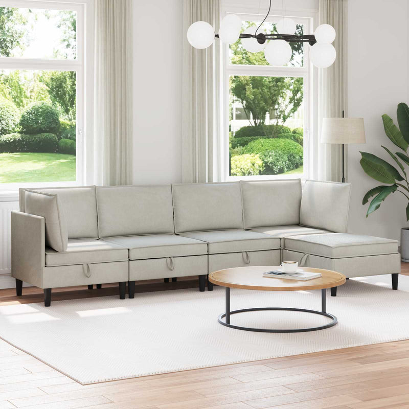 Set de mobilier pentru living 5 buc. Crem Catifea