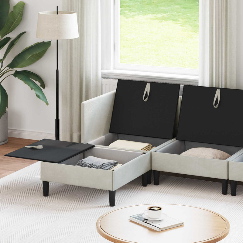 Set de mobilier pentru living 5 buc. Crem Catifea