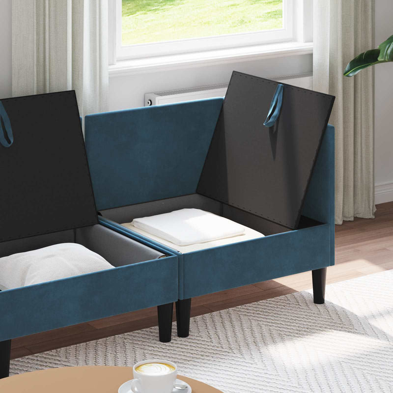Set de mobilier pentru living 3 buc. albastru Catifea